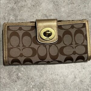 Coach Signature Turnlock Slim Envelope Wallet